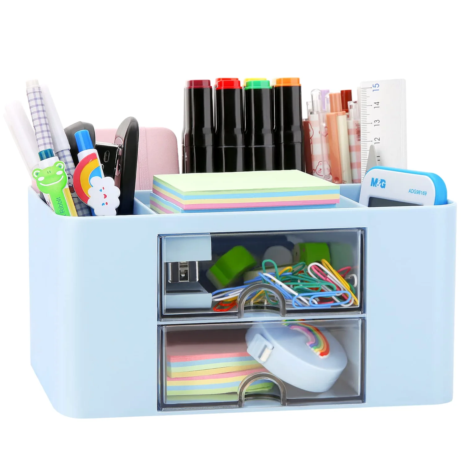 LETURE 2-Drawer Desk Organizer in Blue