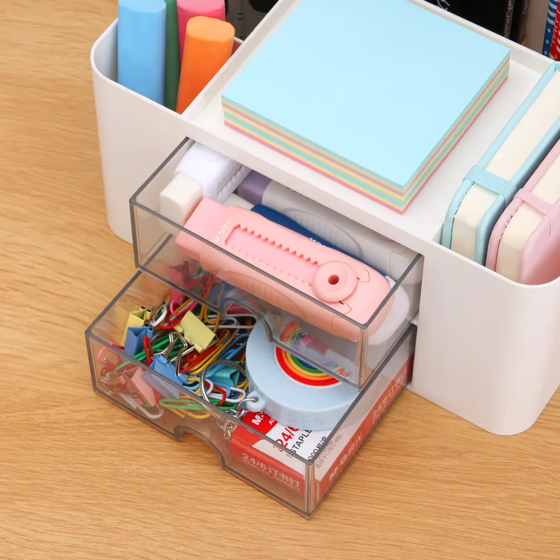LETURE 2-Drawer Desk Organizer in White, view 5