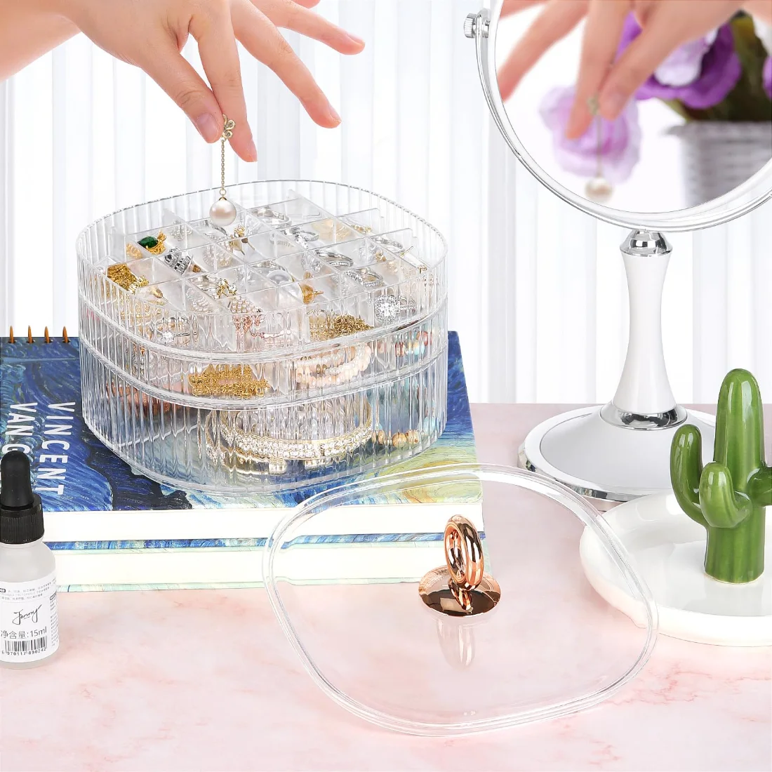 LETURE 3-Tier Acrylic Jewelry Box in Clear, view 5