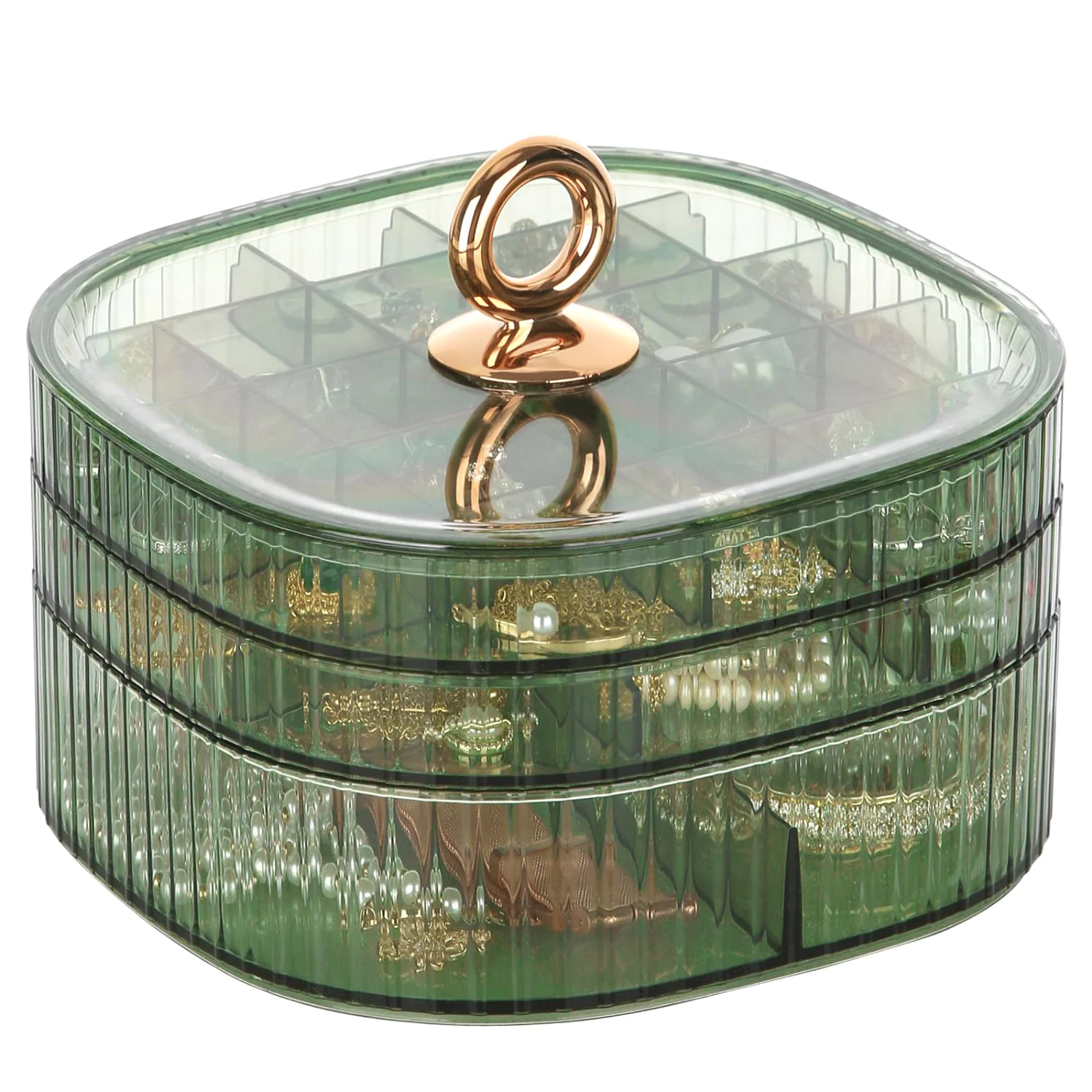 LETURE 3-Tier Acrylic Jewelry Box in Green