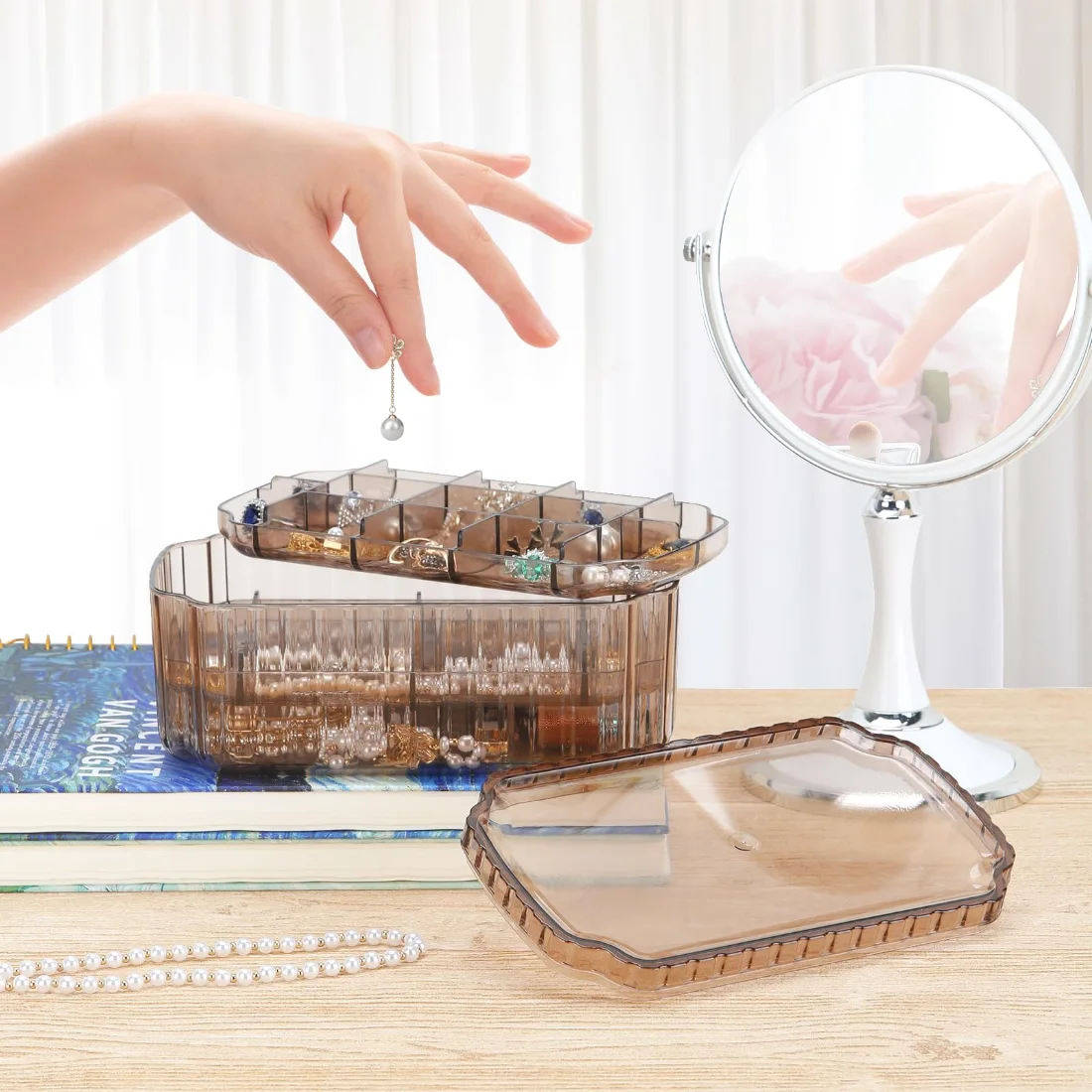 LETURE 3-Tier Jewelry Organizer Box in Coffee, view 5