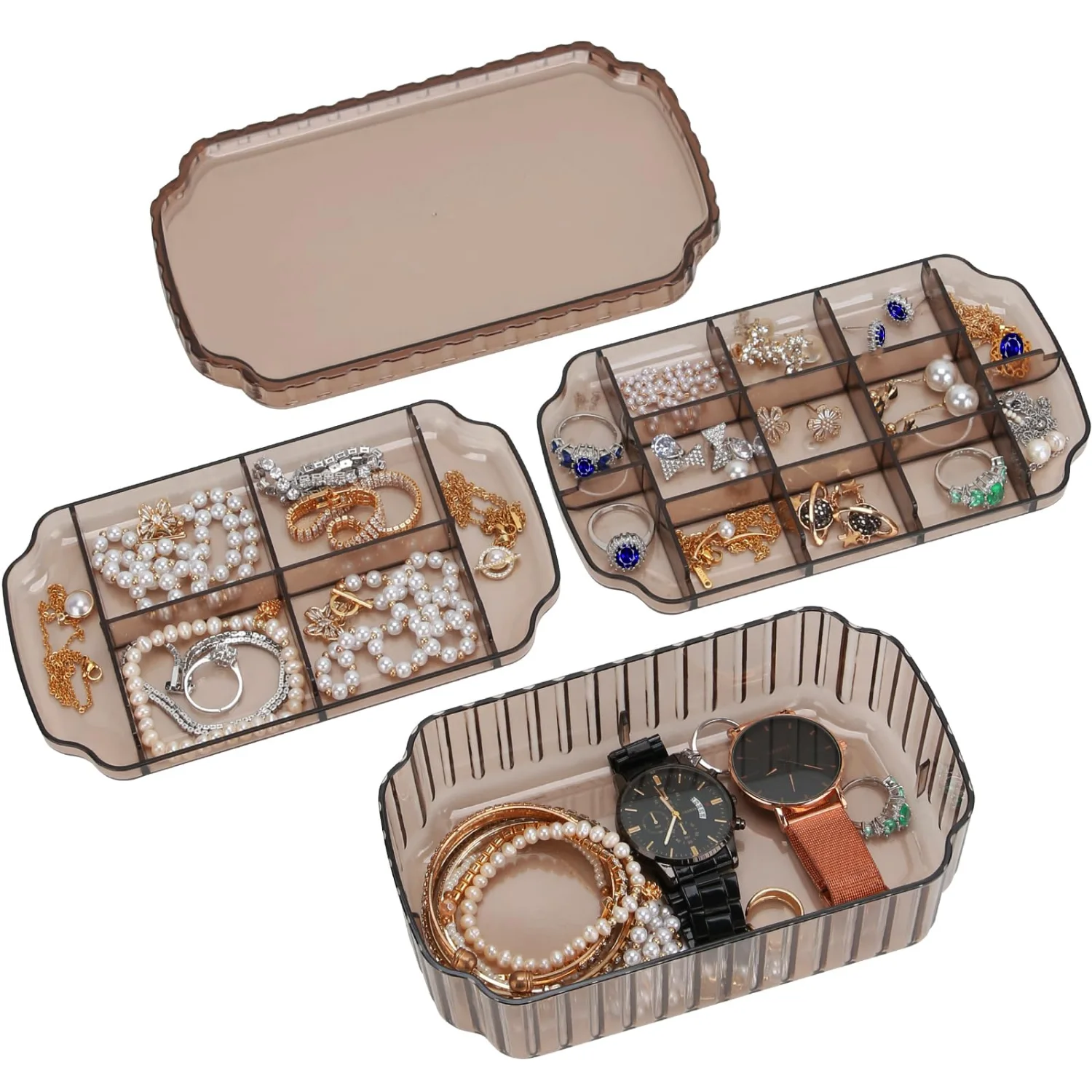 LETURE 3-Tier Jewelry Organizer Box in Coffee