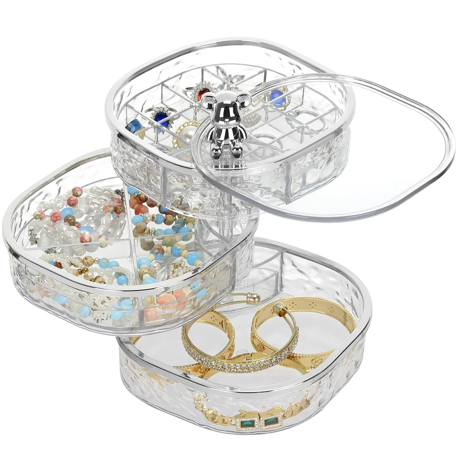 LETURE 3-Tier Rotating Ripple Organizer in Clear