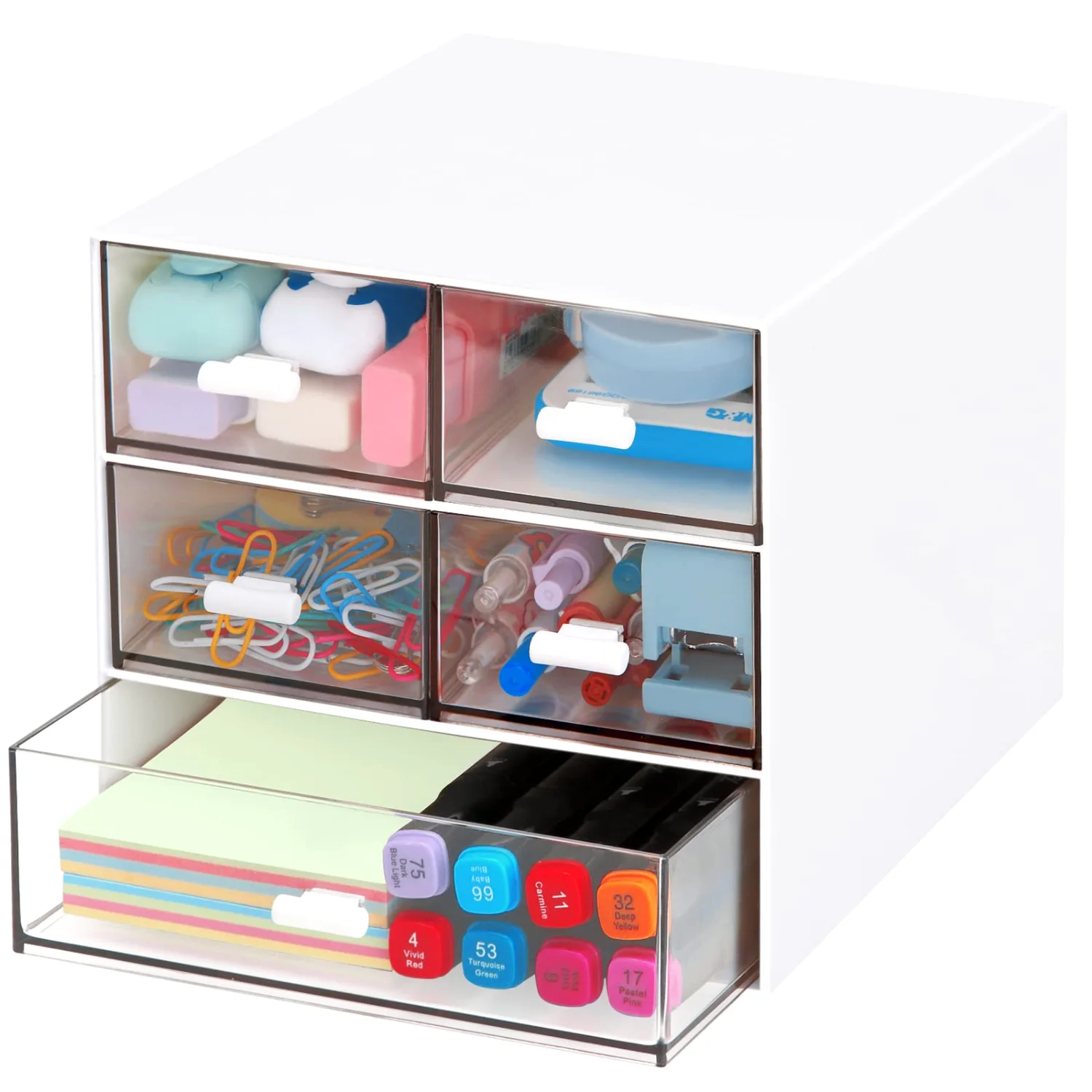 LETURE 5-Drawer Desk Organizer in White, 5 drawers