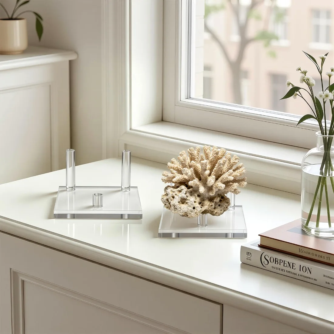 LETURE Acrylic Mineral Display Stands, Set of 2 in Clear, Large, view 3
