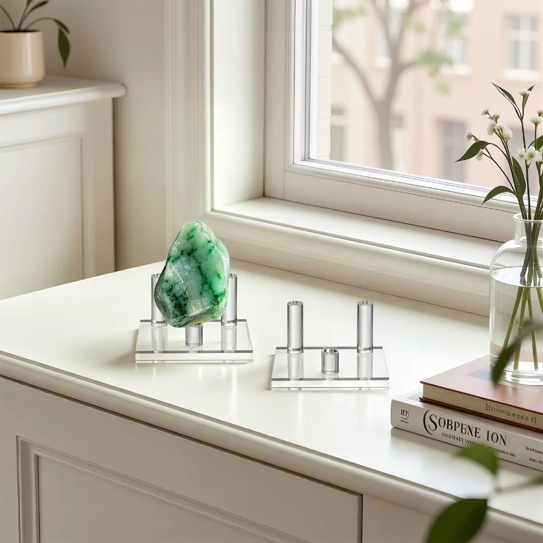 LETURE Acrylic Mineral Display Stands, Set of 2 in Clear, Medium, view 3
