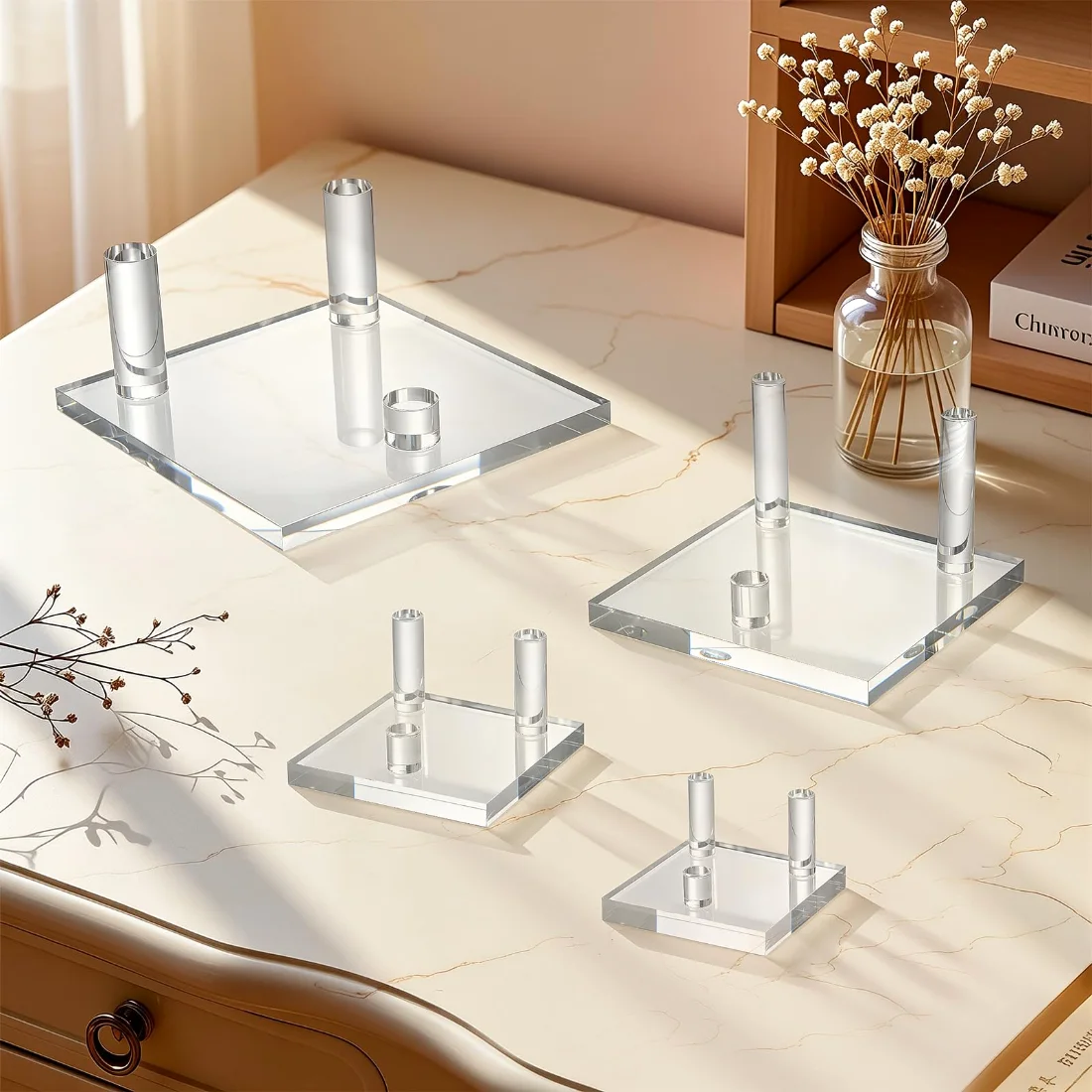LETURE Acrylic Mineral Display Stands, Set of 2 in Clear, Medium, view 5