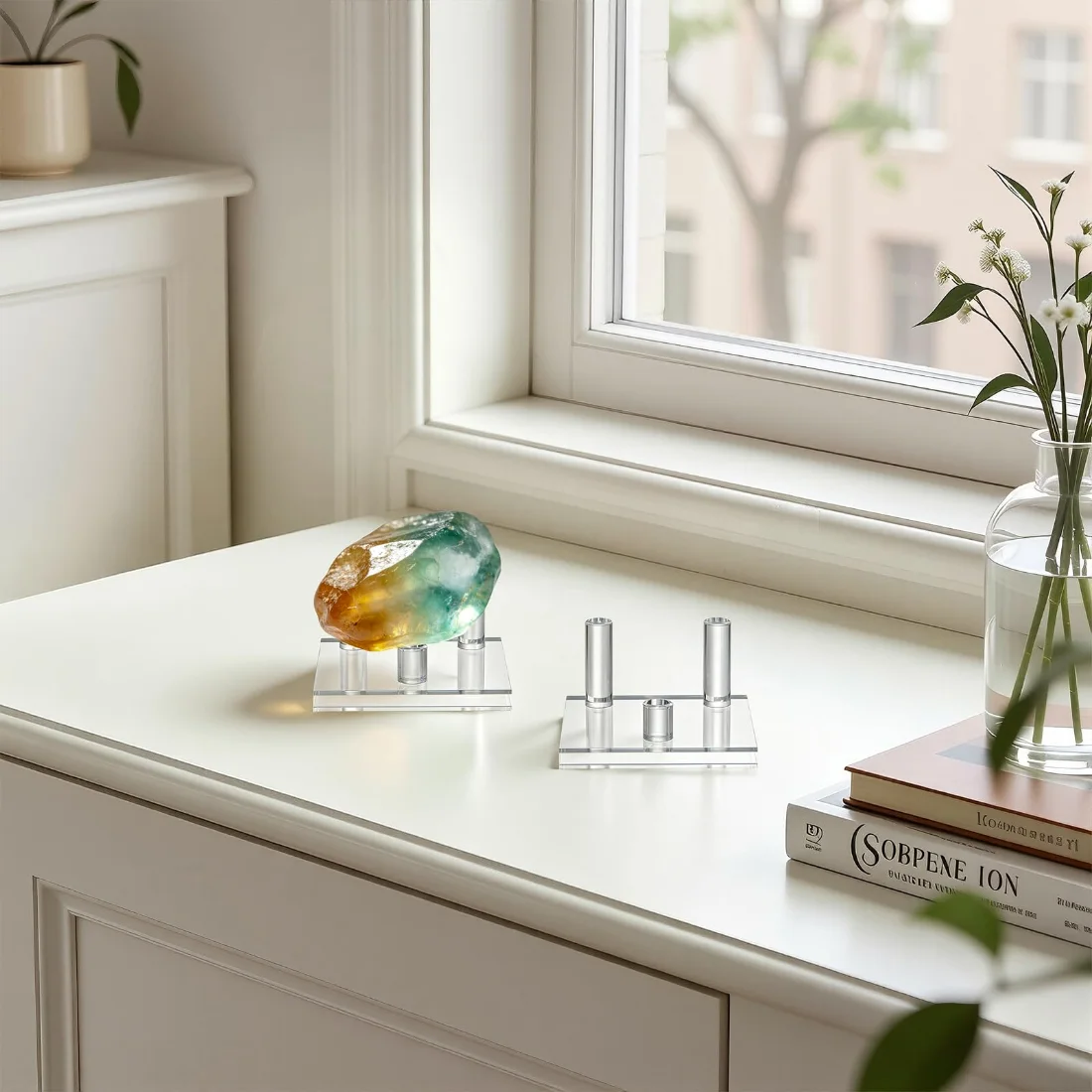 LETURE Acrylic Mineral Display Stands, Set of 2 in Clear, Small, view 3