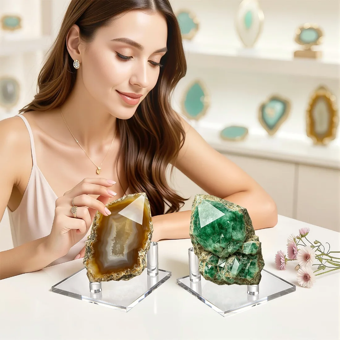 LETURE Acrylic Mineral Display Stands, Set of 2 in Clear, X-large, view 2