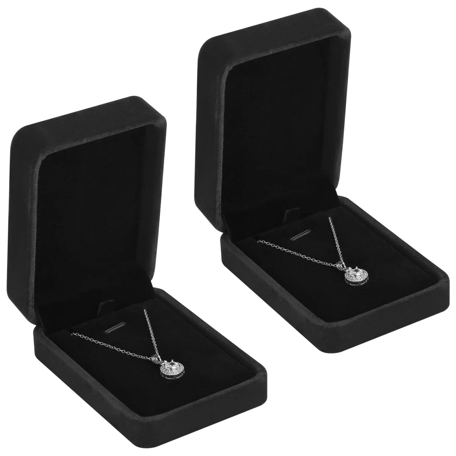 LETURE Classic Velvet Pendant Boxes, Set of 2 in Black