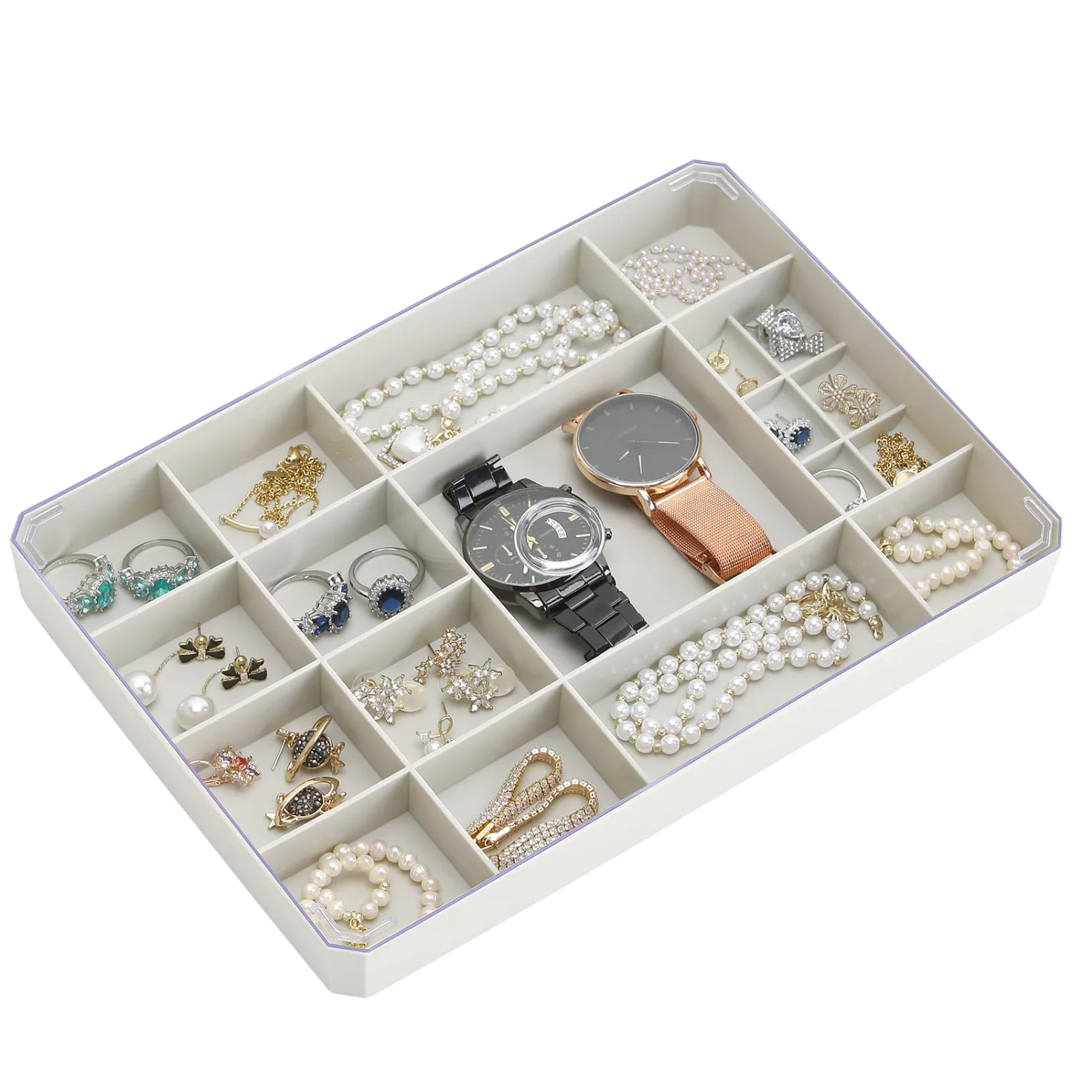 LETURE Clear Earring Organizer in Grey