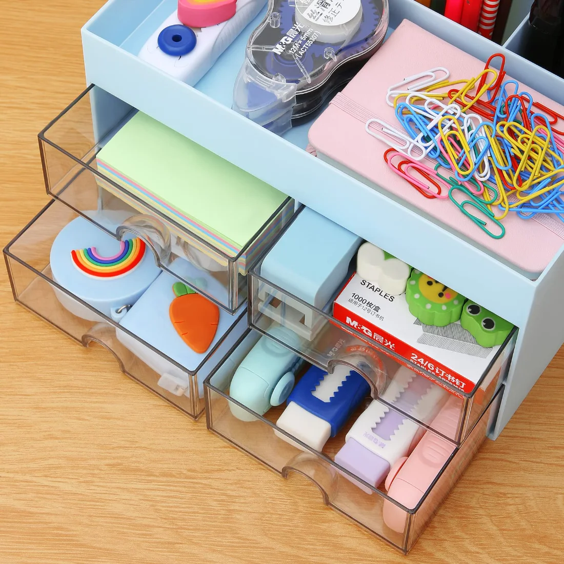 LETURE Desktop Caddy with Drawer in Blue, view 5