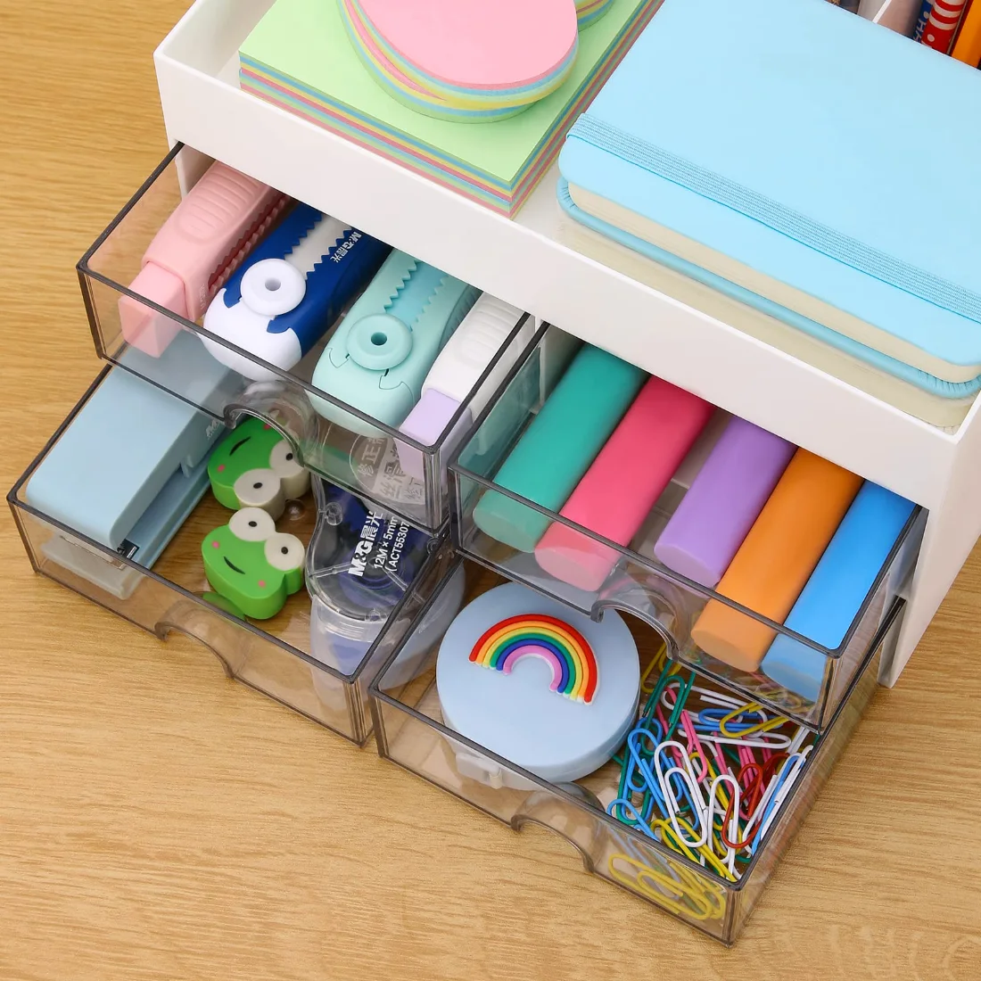 LETURE Desktop Caddy with Drawer in White, view 5