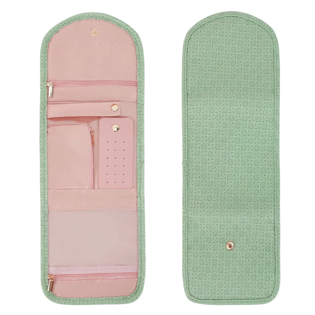LETURE Foldable Travel Jewelry Roll in Green, view 3