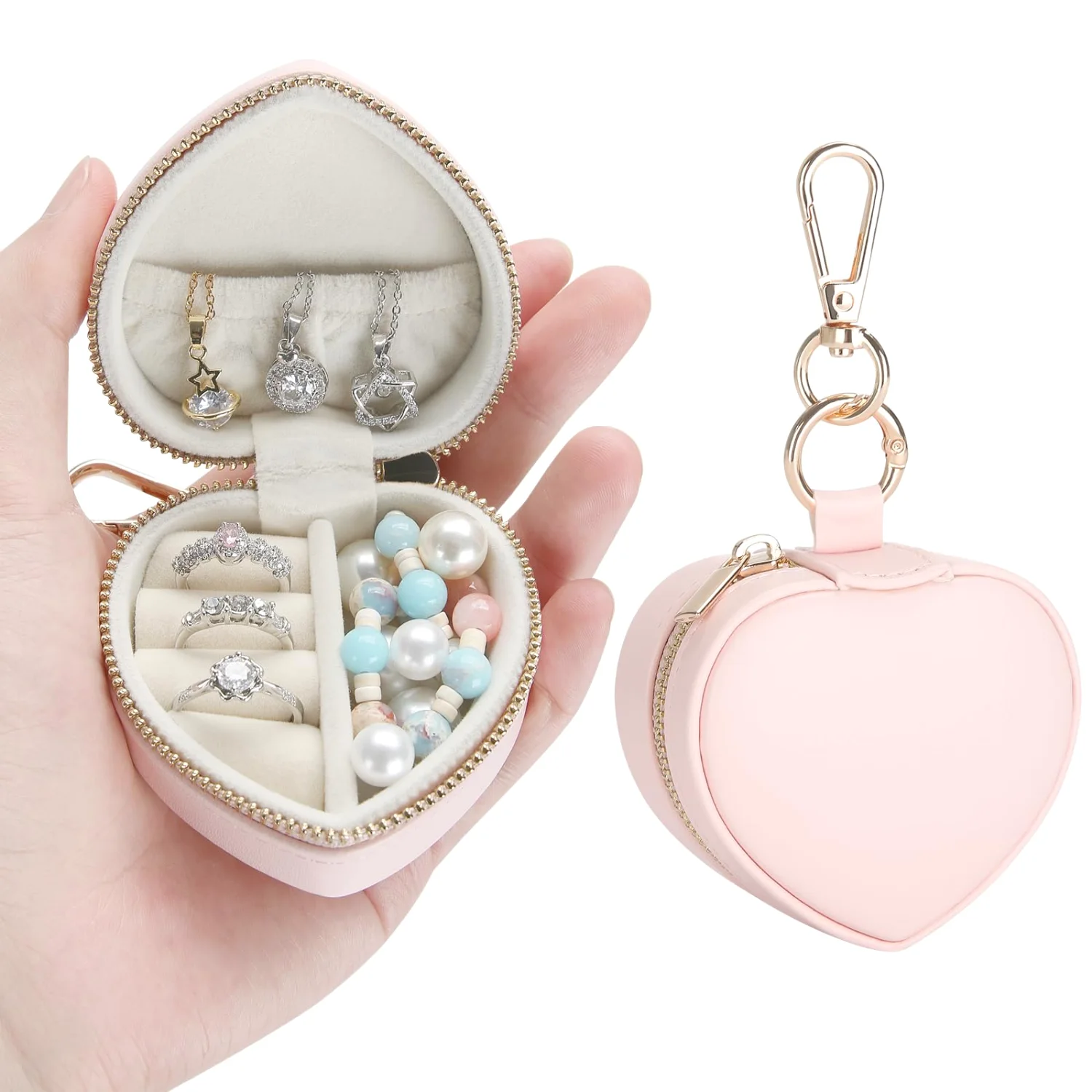 LETURE Heart Keychain Travel Box in Pink
