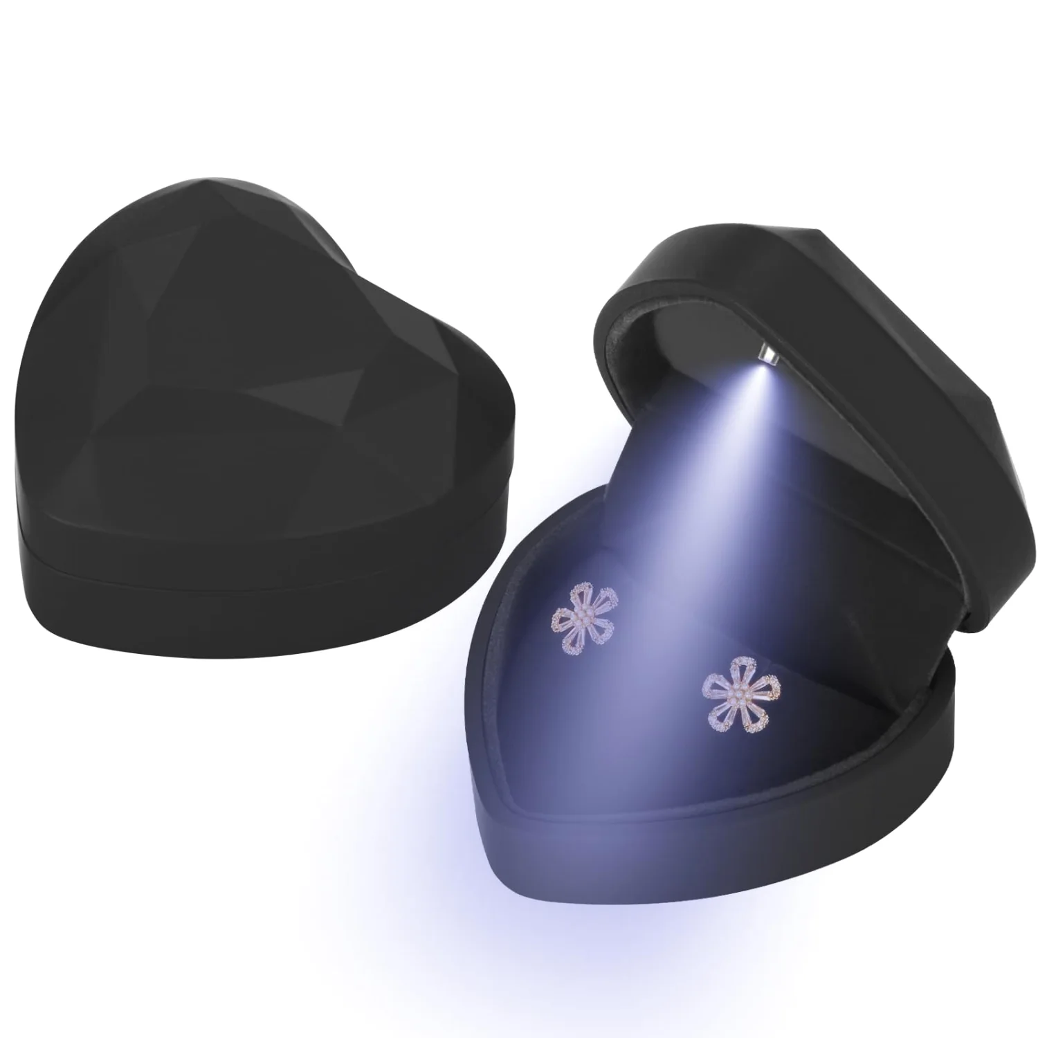 LETURE Heart LED Earring Box in Black