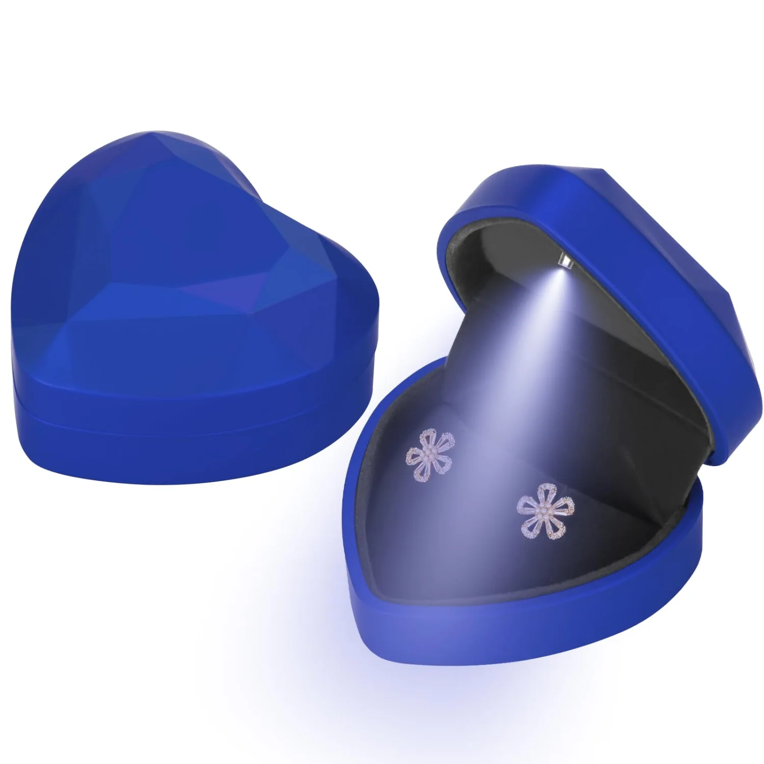 LETURE Heart LED Earring Box in Blue
