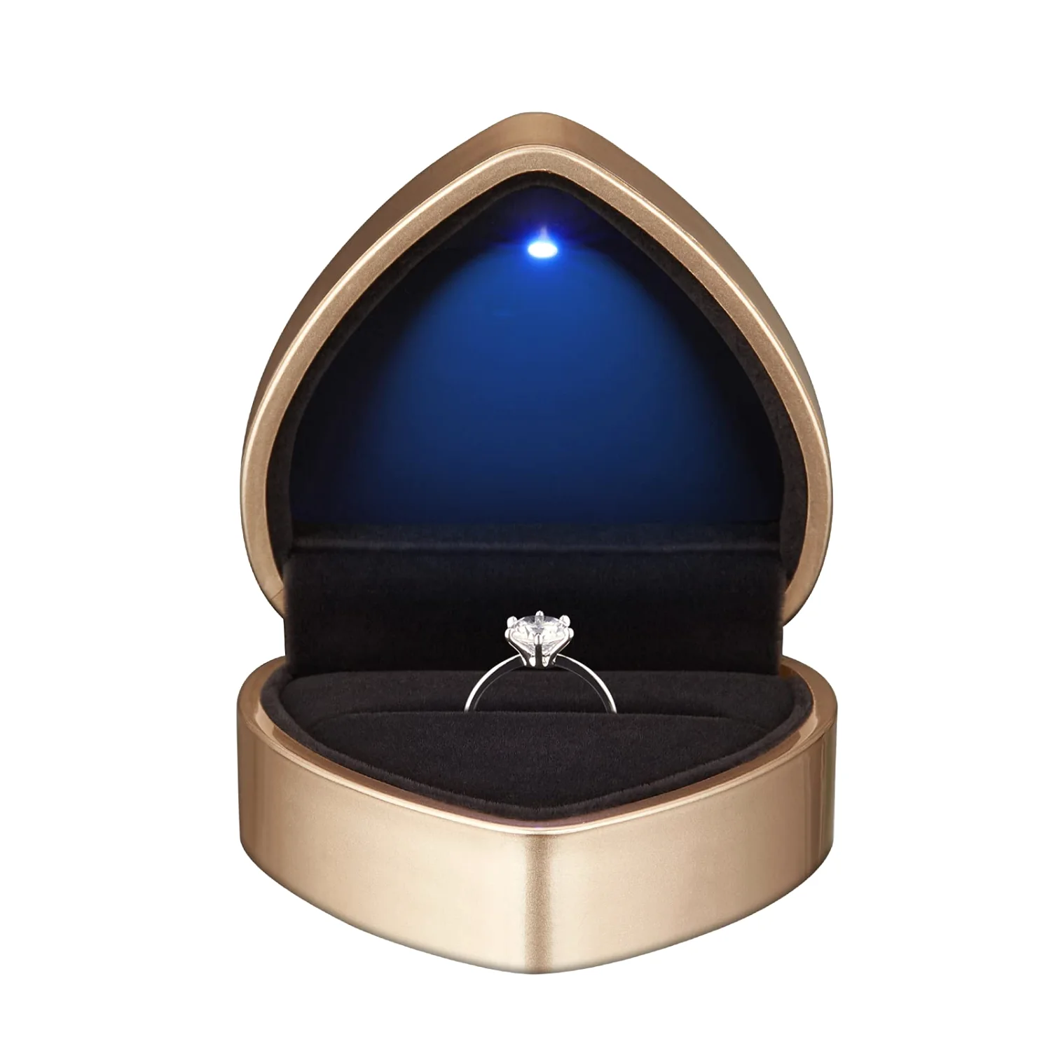 LETURE Heart LED Ring Box in Gold