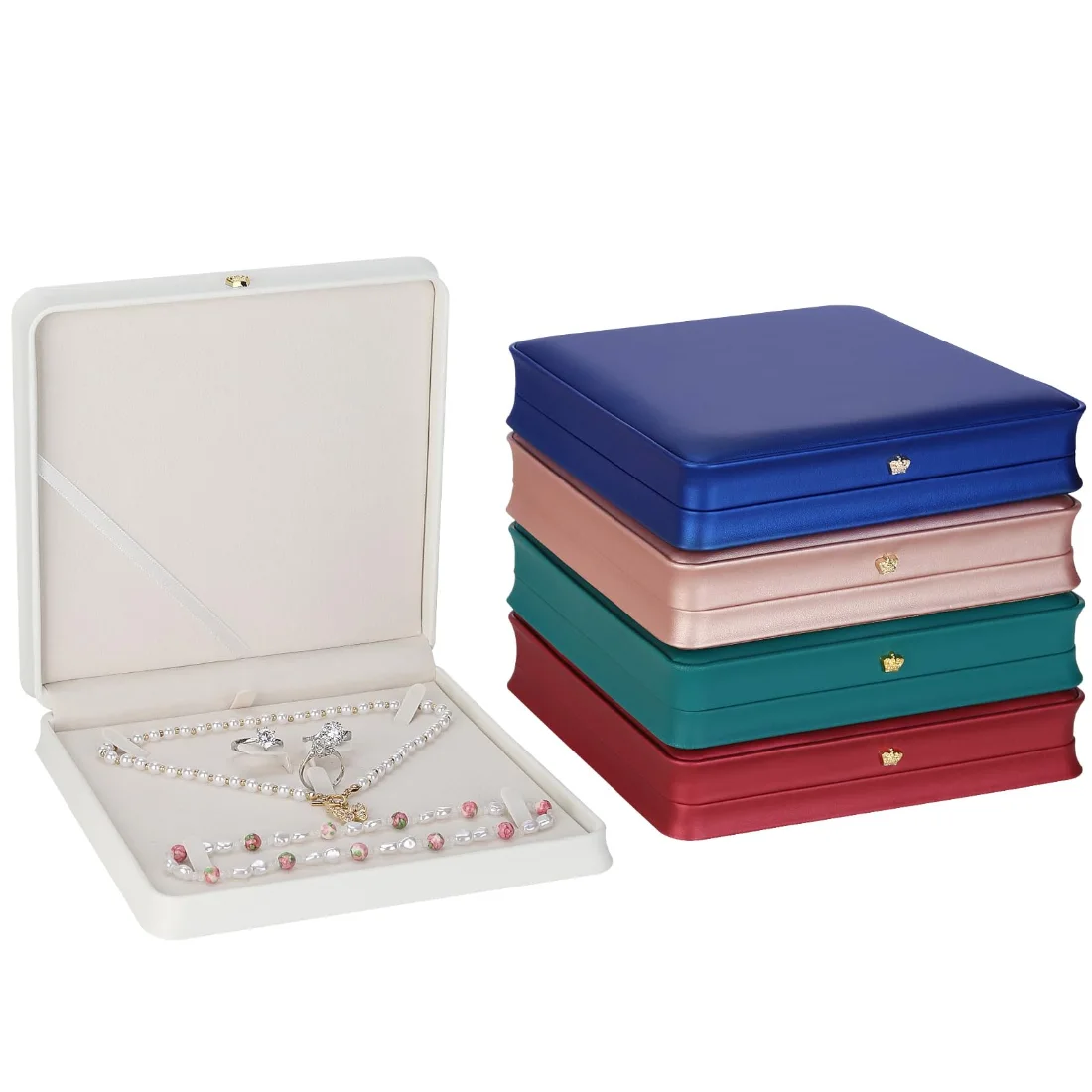 LETURE Large Peacock Blue Set Box in Peacock Blue, view 5