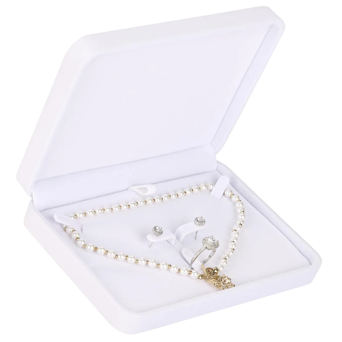 LETURE Large Velvet Set Box in White, view 4