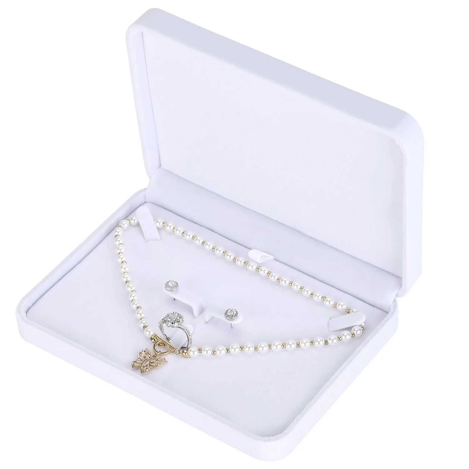 LETURE Large Velvet Set Box in White