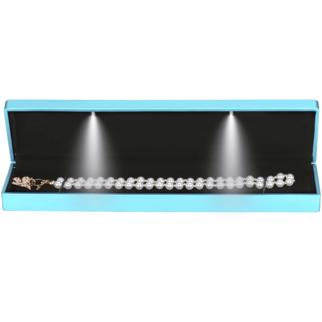LETURE LED Long Necklace Box in Daphne Blue, view 2