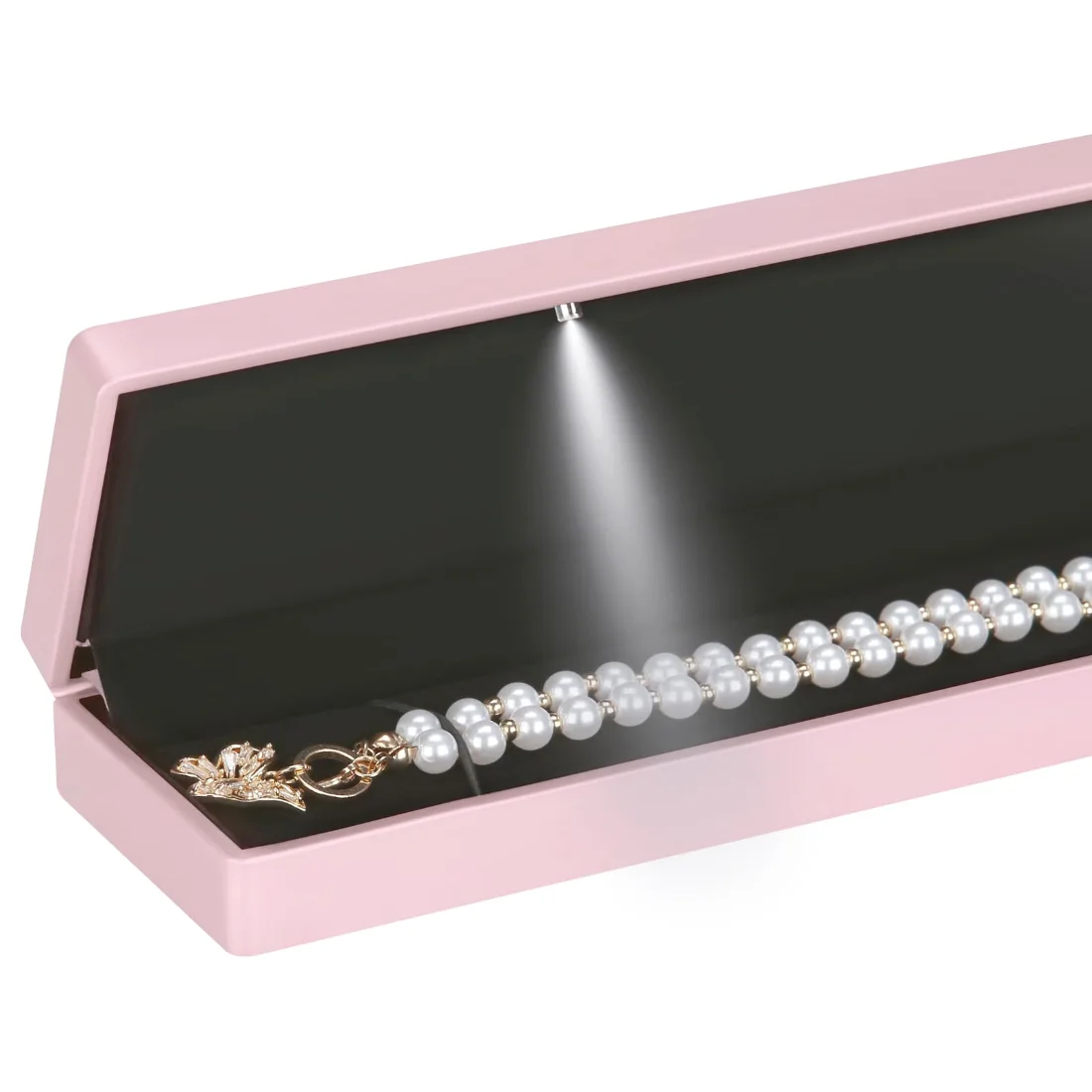 LETURE LED Long Necklace Box in Pink, view 4