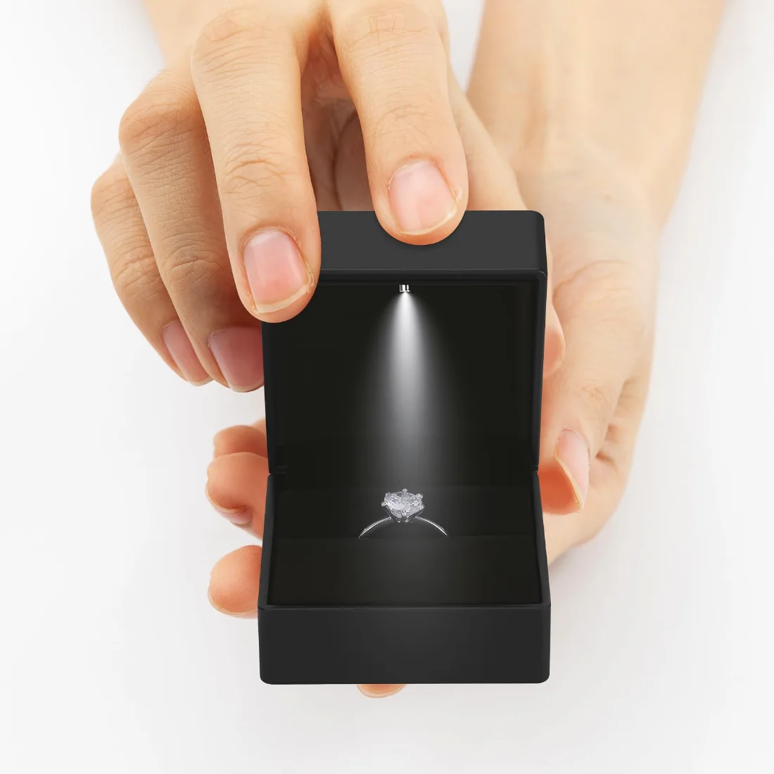 LETURE LED Ring and Earring Boxes, Set of 2 in Black, view 3