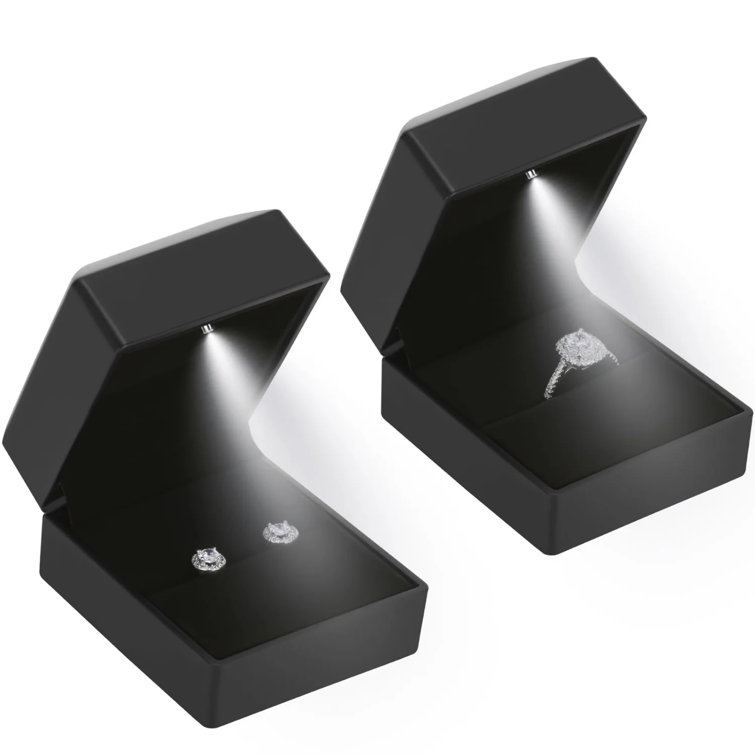 LETURE LED Ring and Earring Boxes, Set of 2 in Black