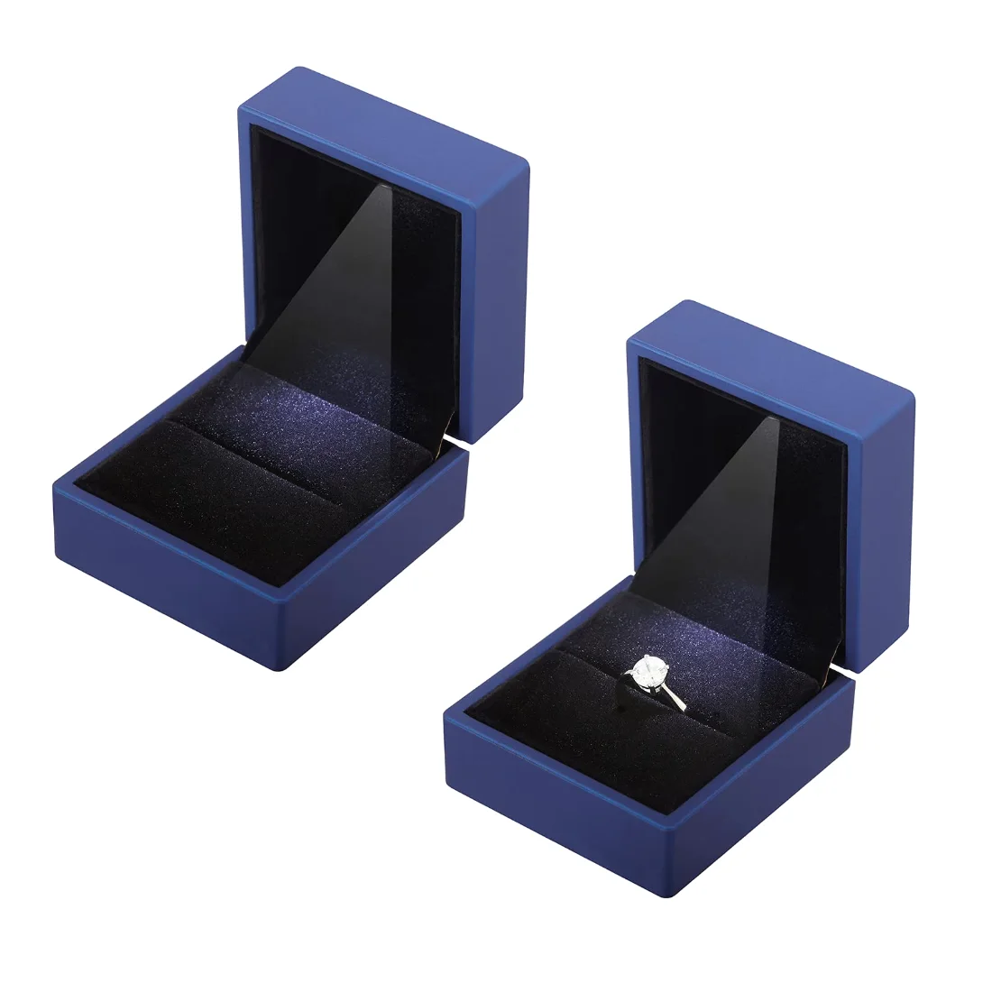 LETURE LED Ring and Earring Boxes, Set of 2 in Blue, view 2