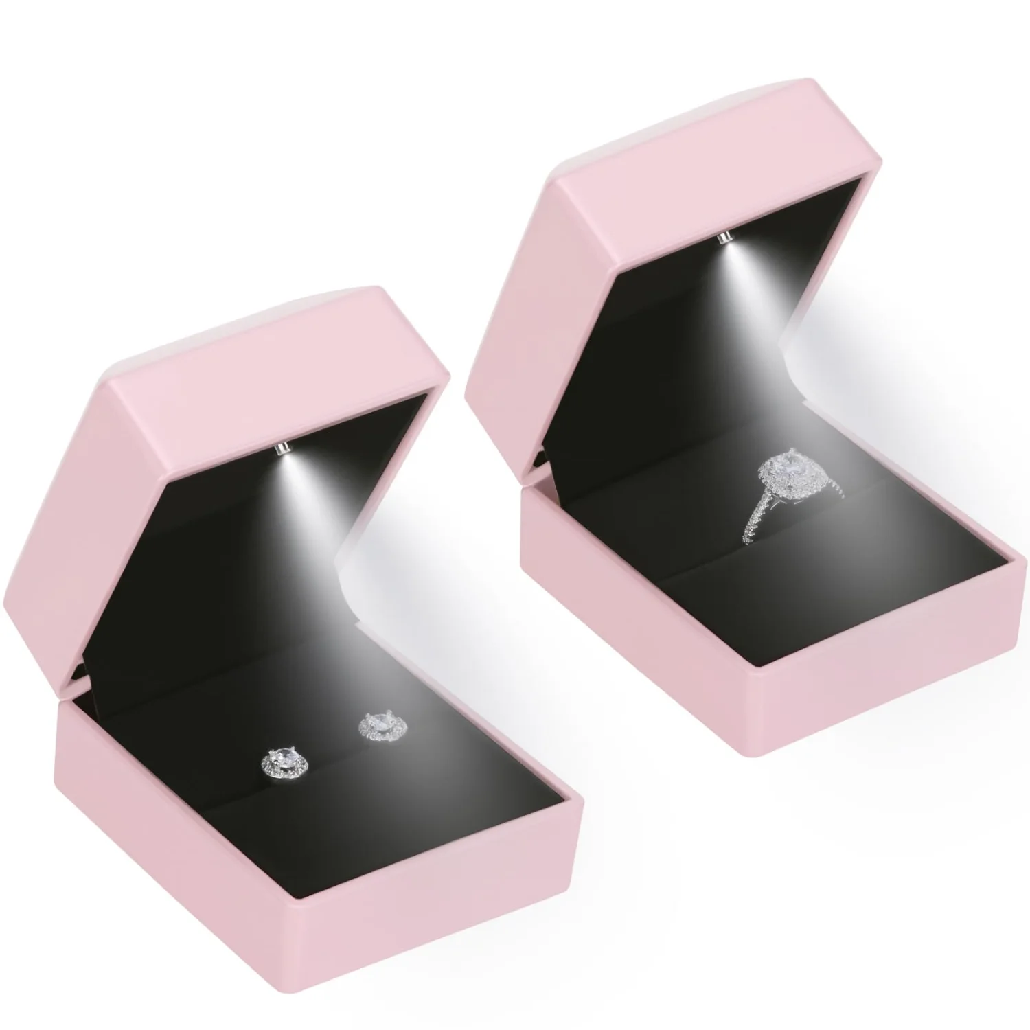 LETURE LED Ring and Earring Boxes, Set of 2 in Pink
