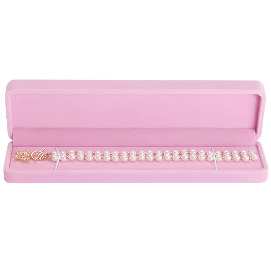 LETURE Long Velvet Boxes, Set of 4 in Pink, view 2