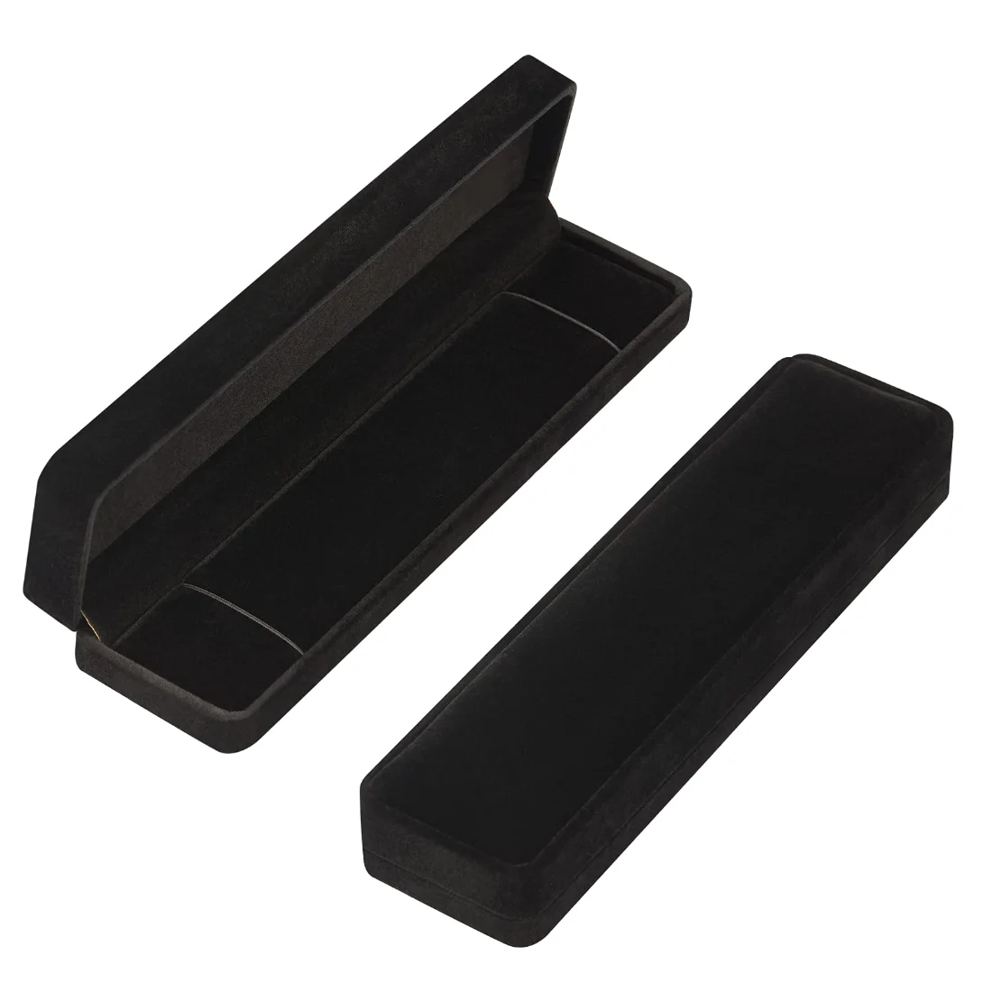 LETURE Long Velvet Chain Boxes, Set of 2 in Black, view 2