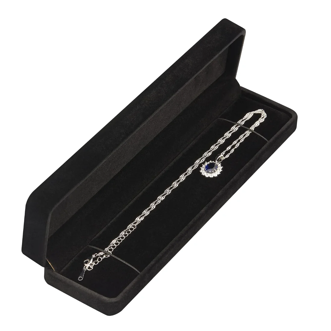 LETURE Long Velvet Chain Boxes, Set of 2 in Black, view 4