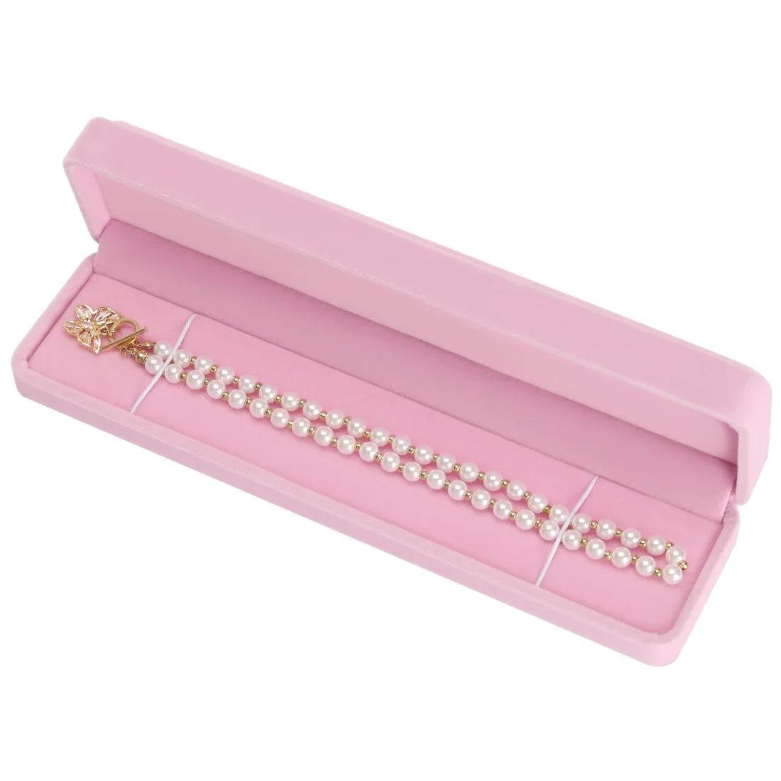 LETURE Long Velvet Chain Boxes, Set of 2 in Pink, view 5