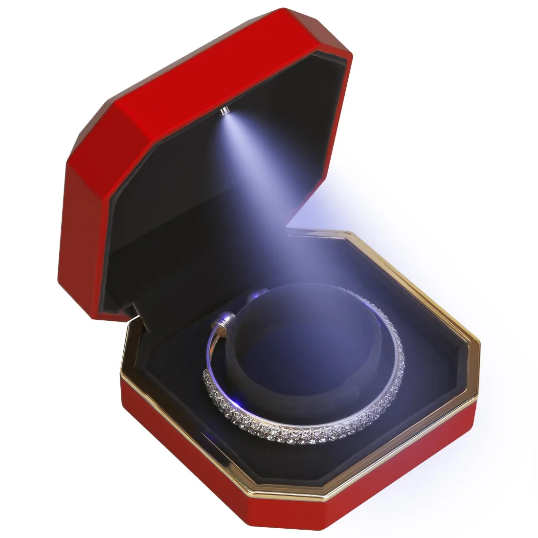 LETURE Luxury LED Bracelet Box in Red, view 3