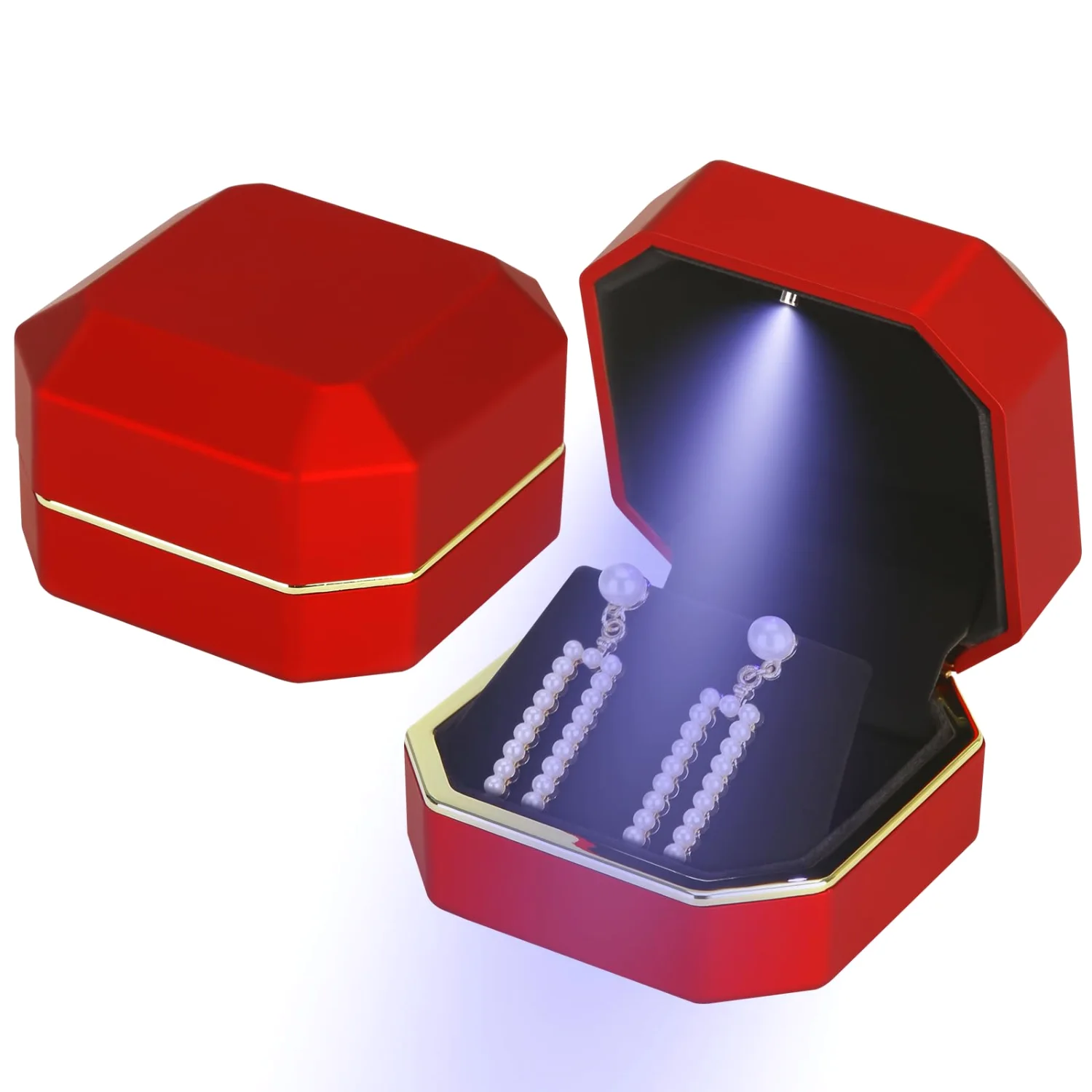 LETURE Luxury LED Earring Box in Red