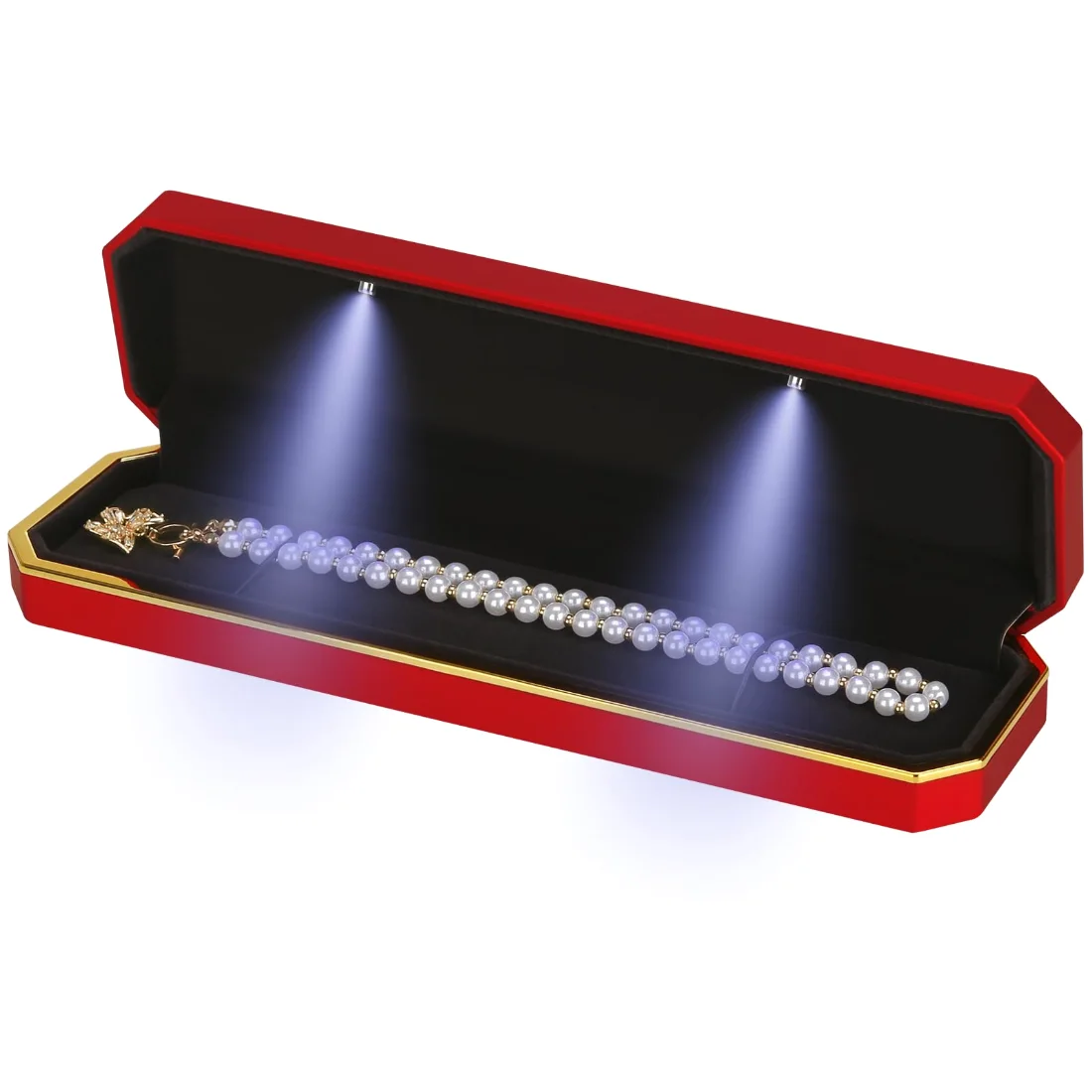 LETURE Luxury LED Long Chain Box in Red, view 2