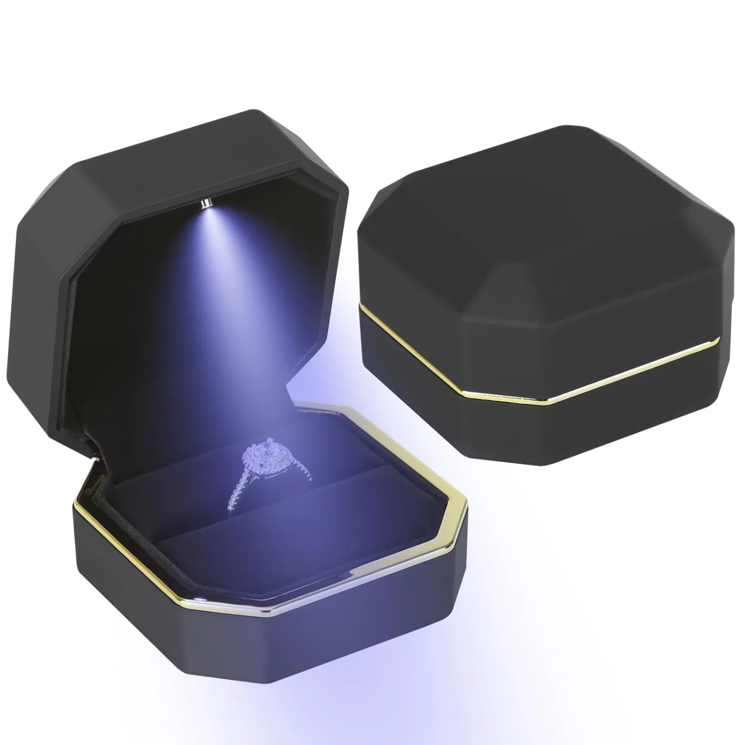 LETURE Luxury LED Ring Box in Black