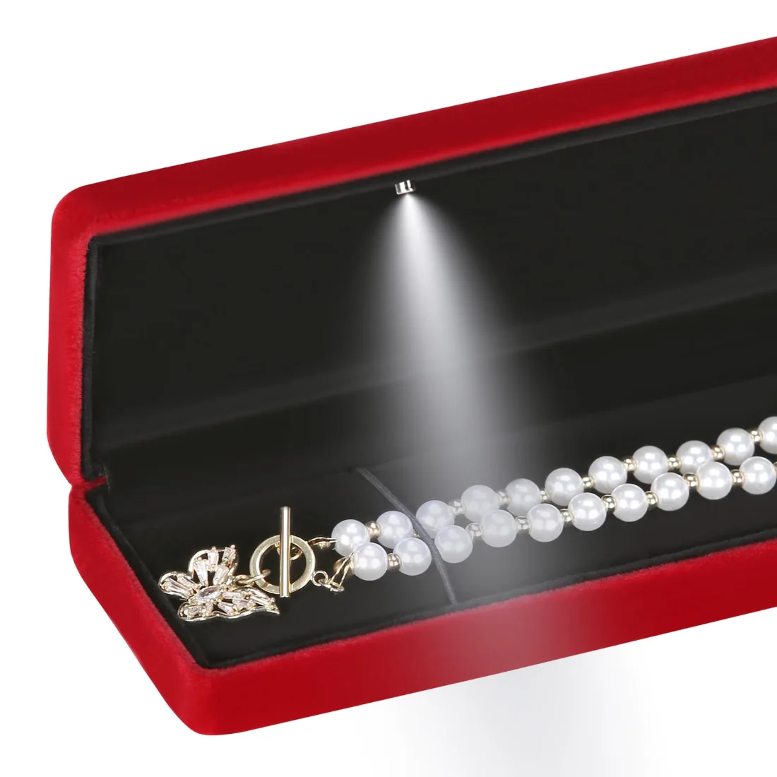 LETURE Metal LED Long Chain Box in Red, view 3