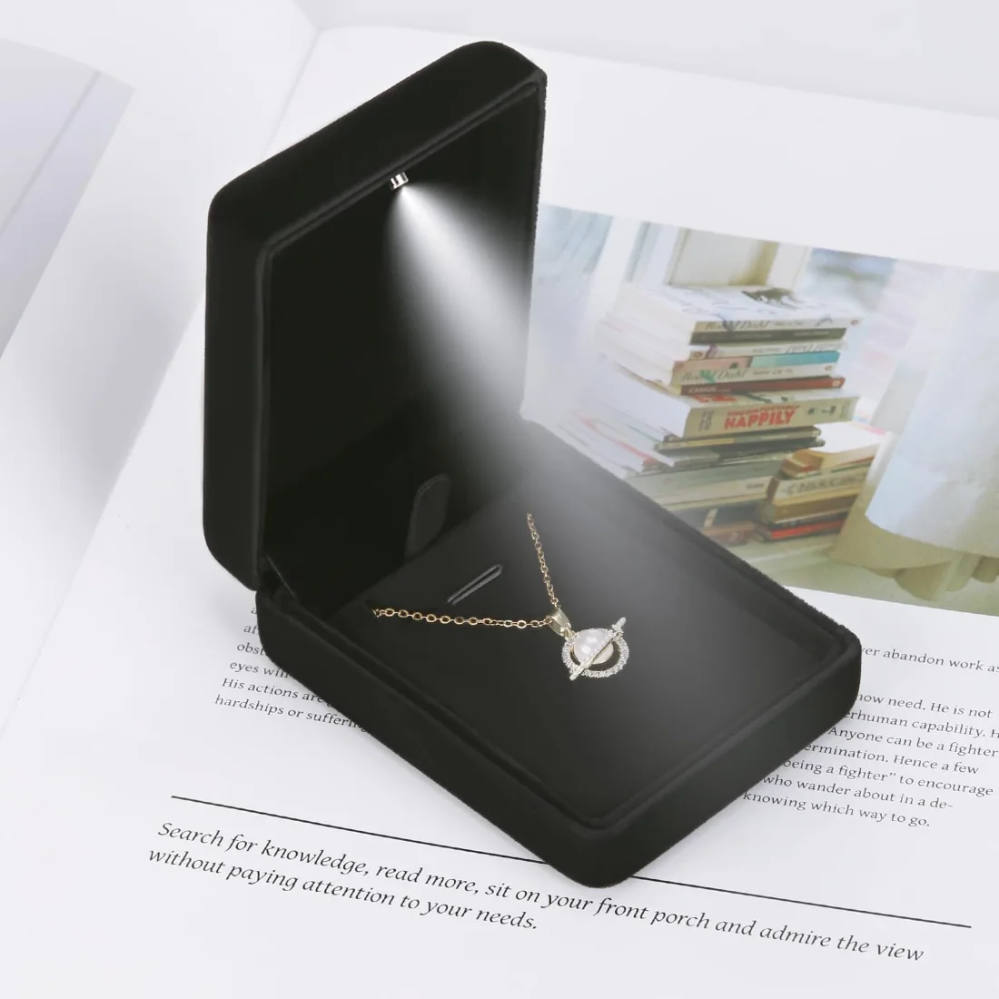 LETURE Metal LED Pendant Box in Black, view 3