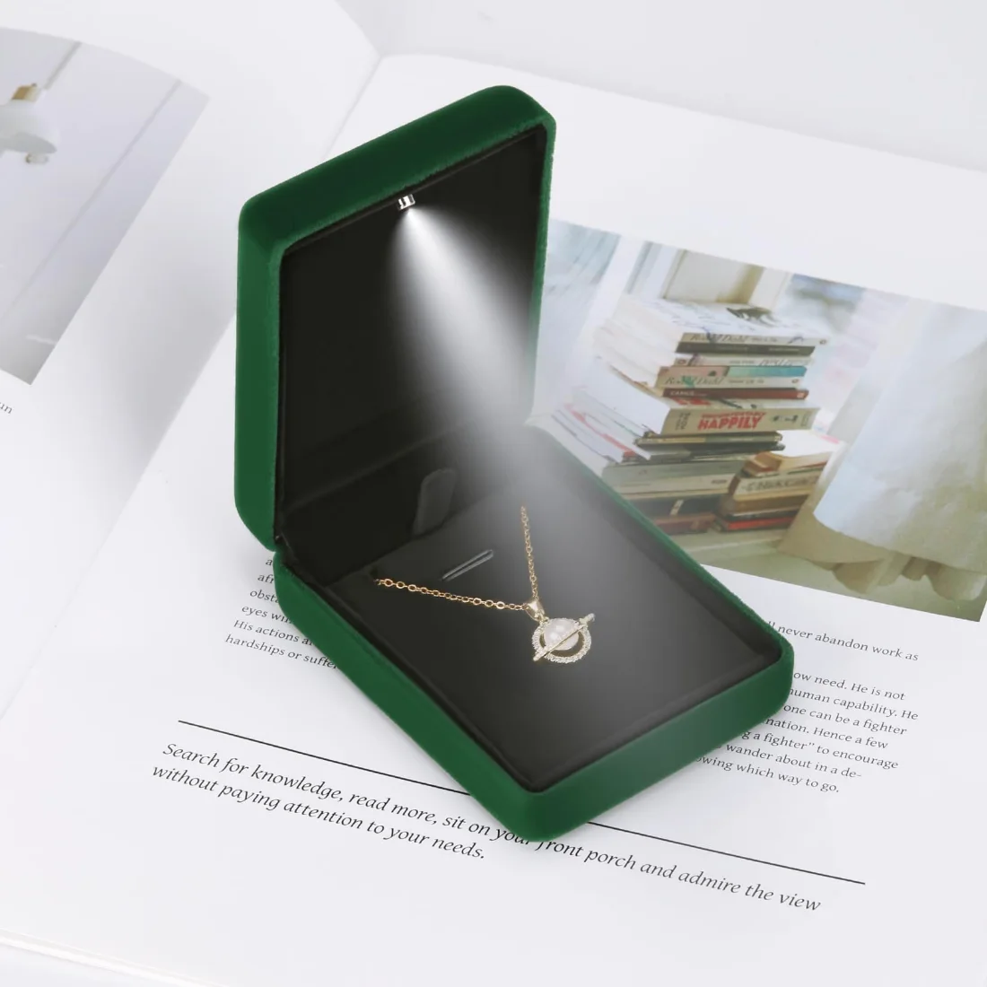LETURE Metal LED Pendant Box in Green, view 5
