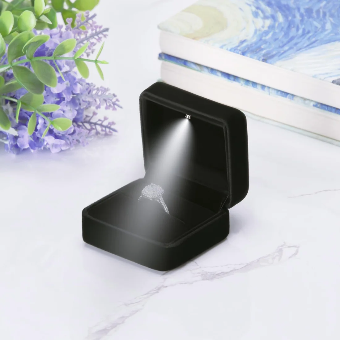 LETURE Metal LED Ring Box in Black, view 2