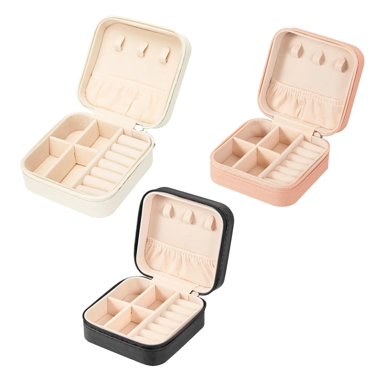 LETURE Mini Travel Jewelry Cases, Set of 3 in Black