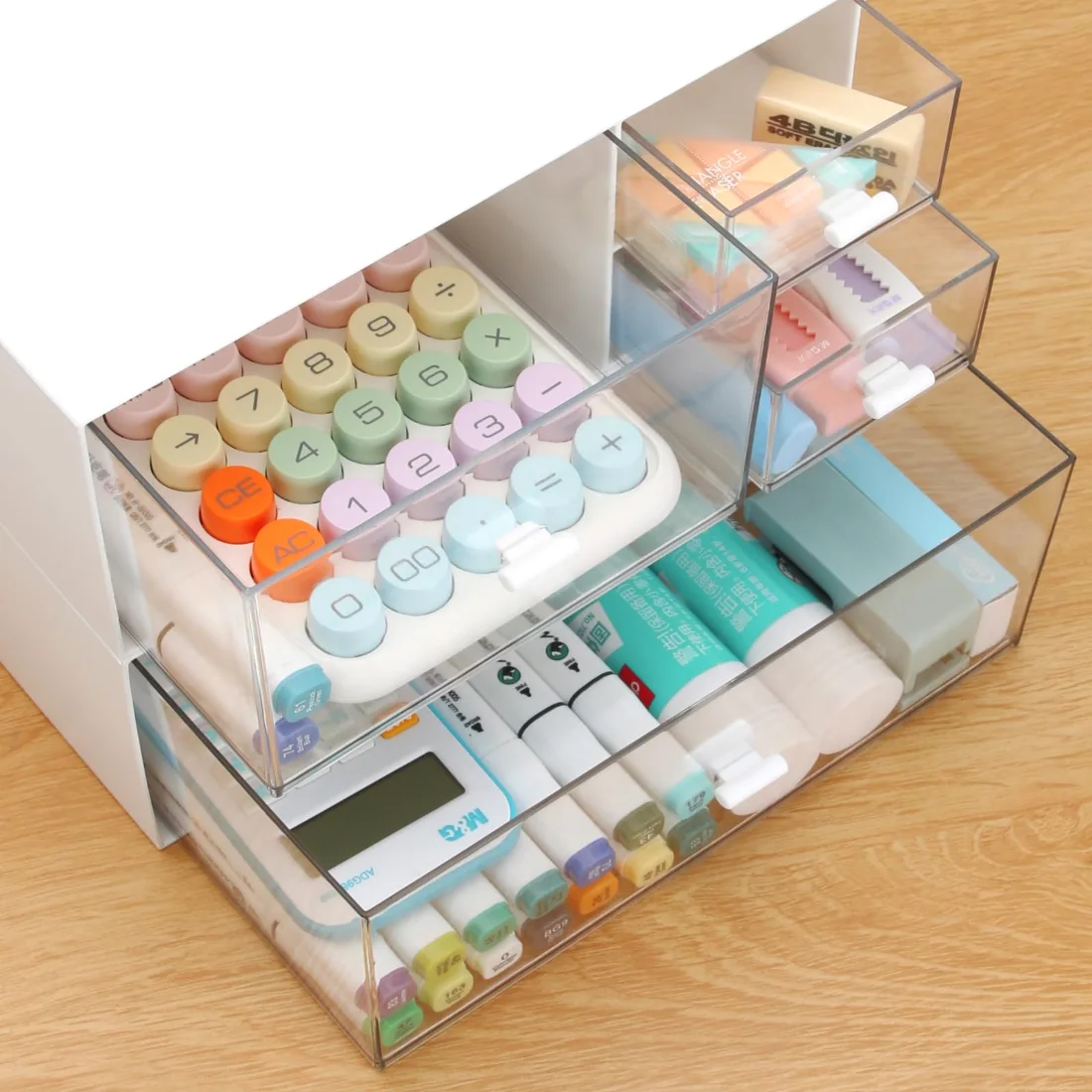 LETURE Slim Drawer Desk Organizer in White, 4 drawers, view 5