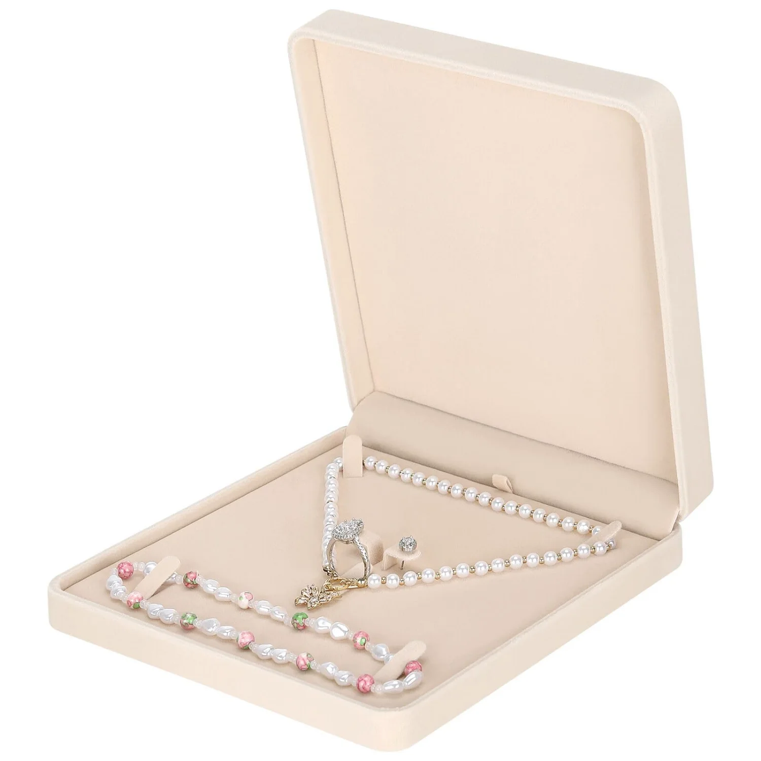 LETURE Square Velvet Set Box in Apricot