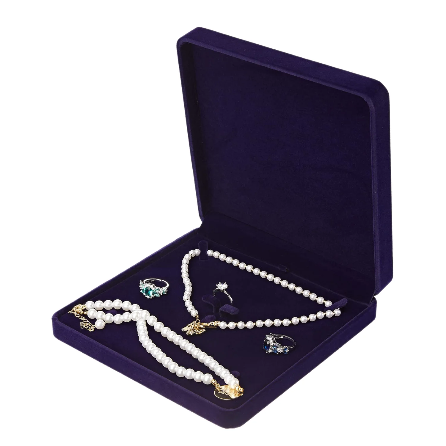 LETURE Square Velvet Set Box in Blue