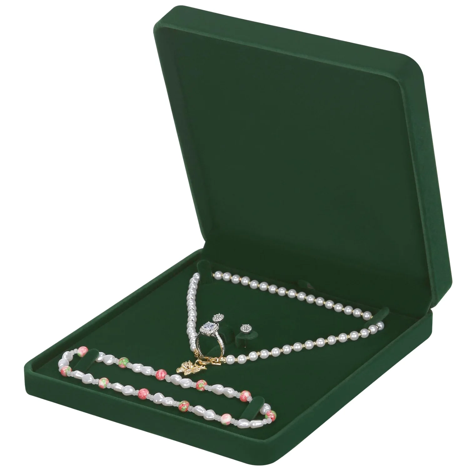 LETURE Square Velvet Set Box in Green