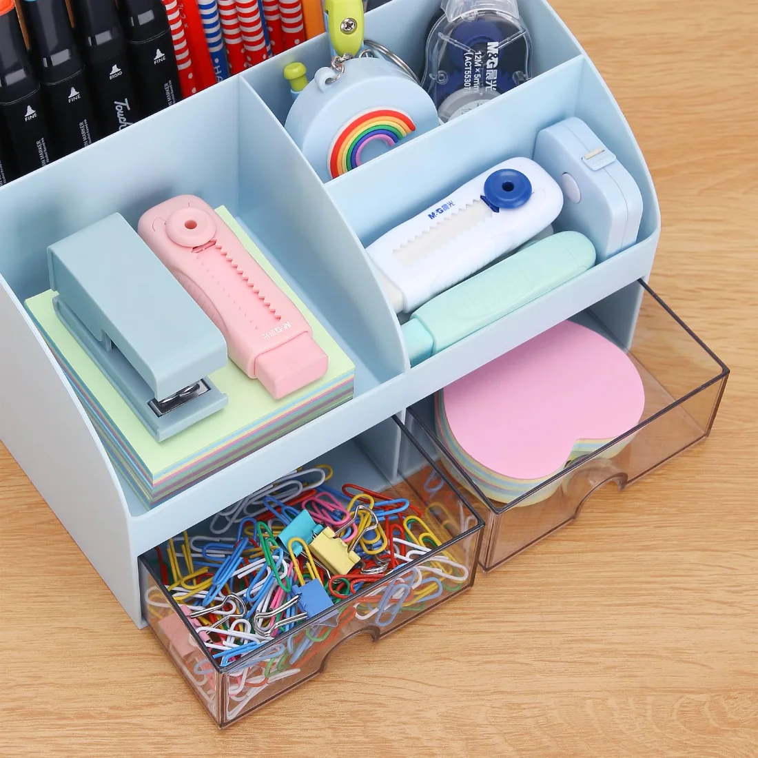 LETURE Tabletop Organizer with Drawers in Blue, view 5
