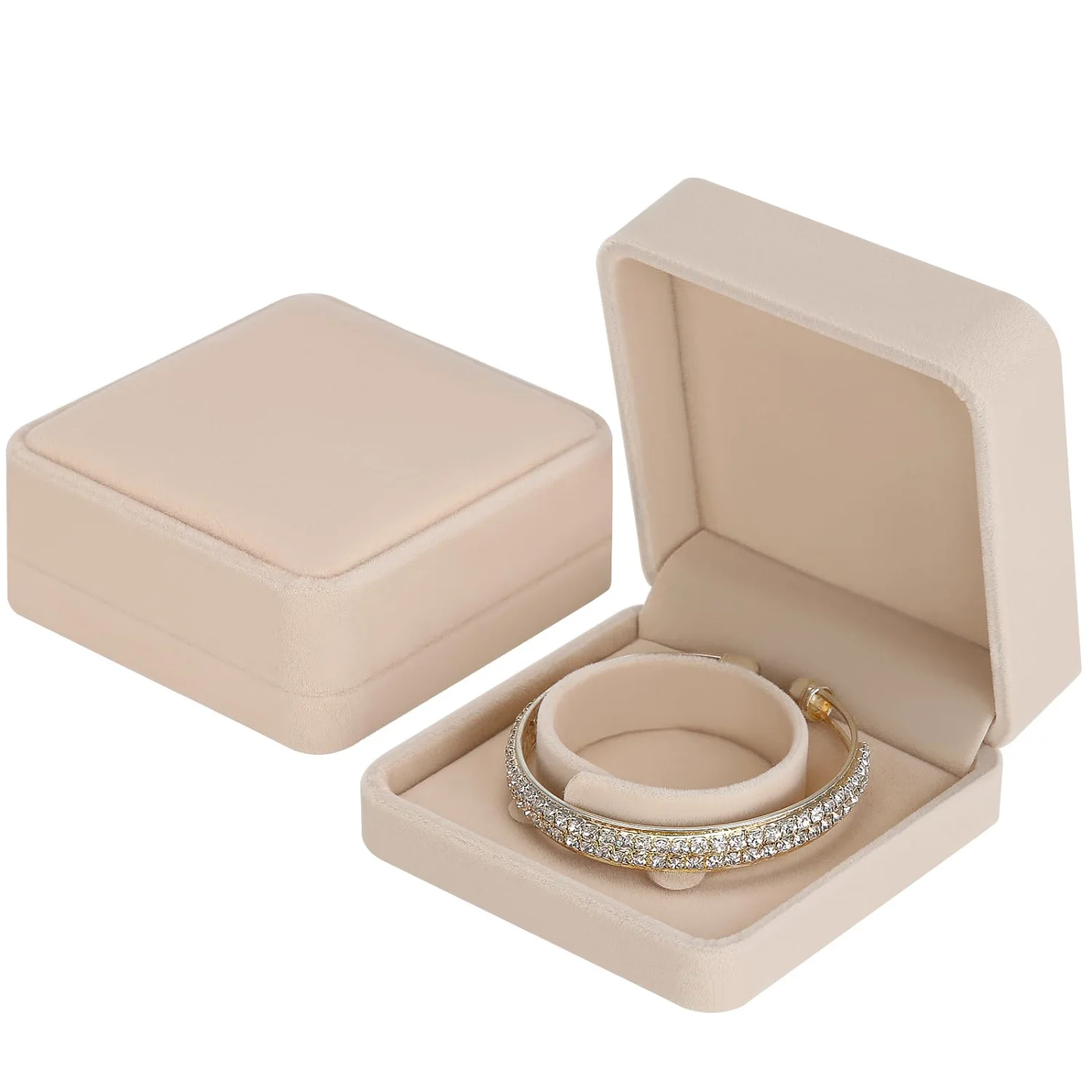 LETURE Velvet Bracelet Boxes, Set of 2 in Apricot